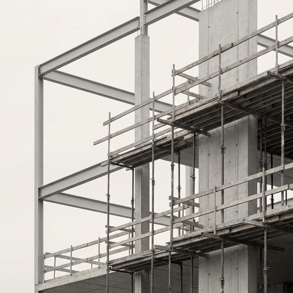 Architectural frameworks and structural systems, representing the underlying infrastructure of design work